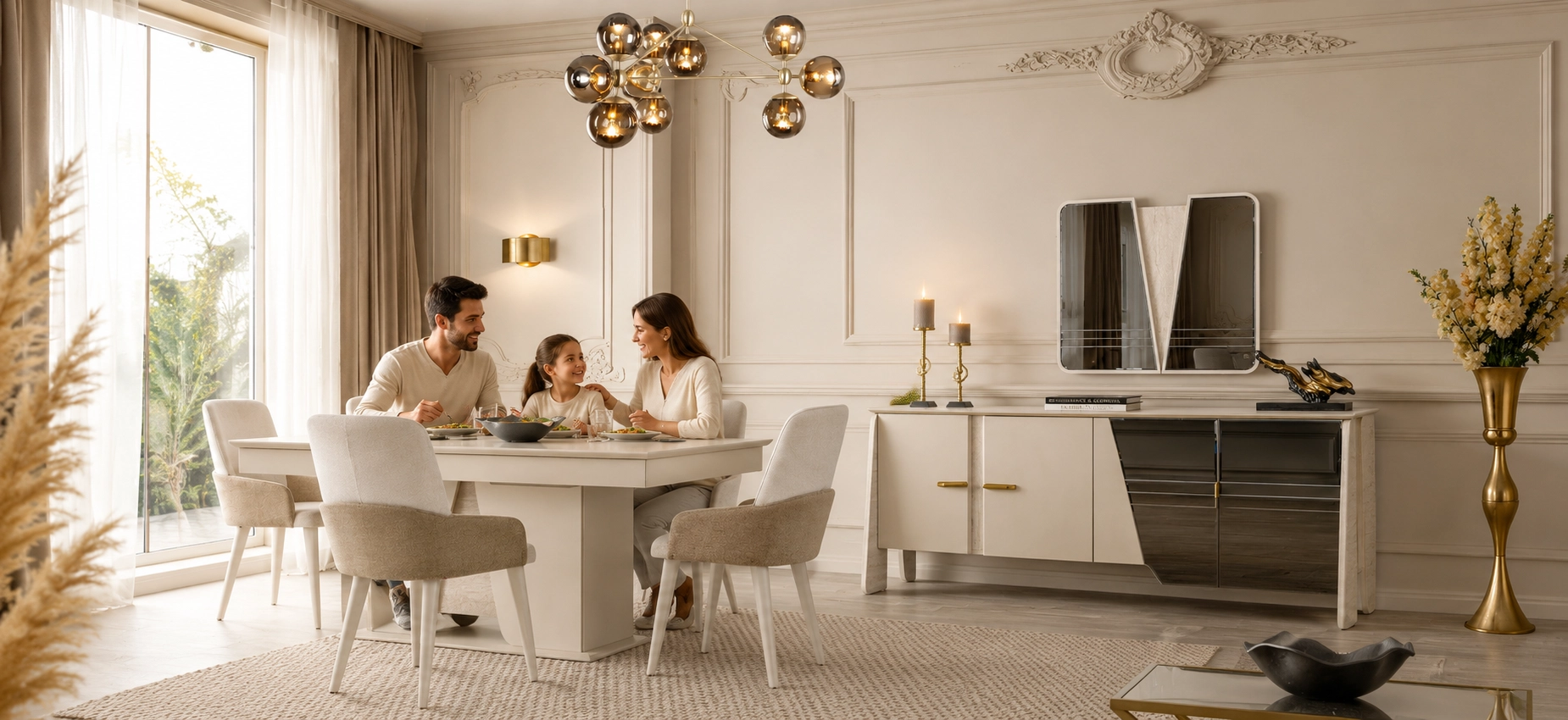 Şık, modern ve kaliteli yemek odası modelleri Muratoğlu AVM’de.