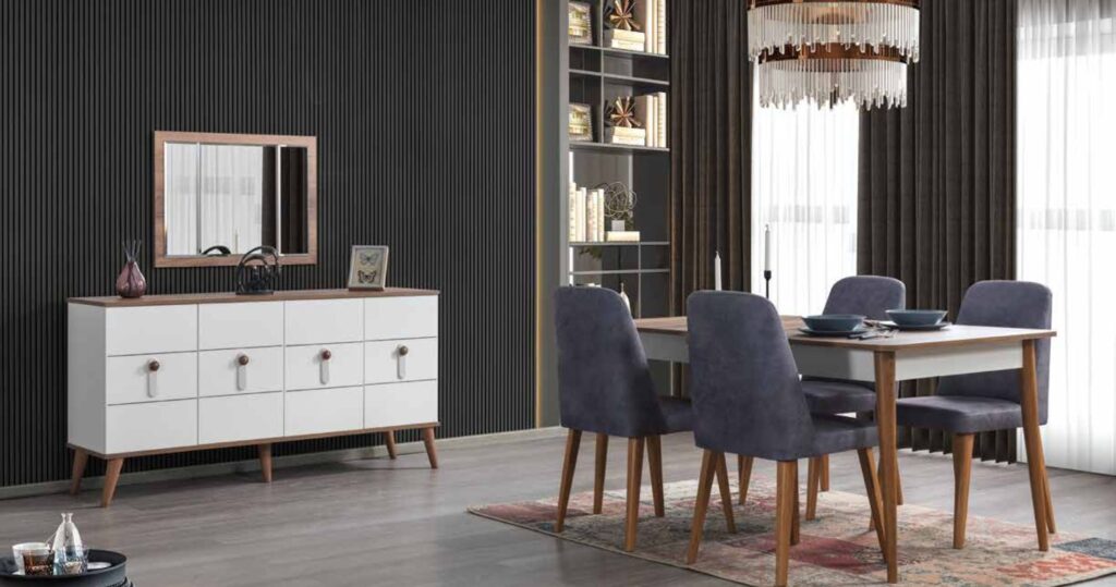 Efsane Konsollu Yemek Odası Krem- Hazar